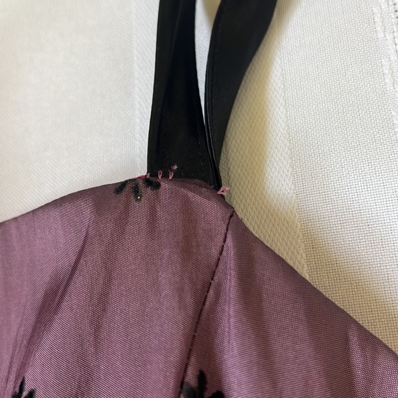 Lily Kid | Size 10 (Girls) Purple Strappy Tank Dress with Black and Gold Flowers - Picture 11 of 14